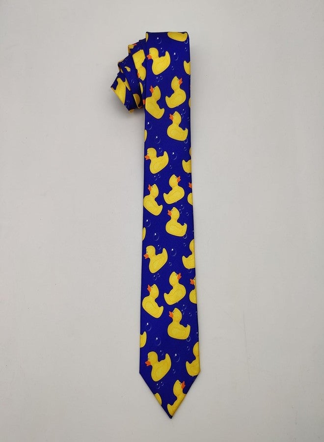 Giinly Duck Rubber Yellow Cartoon Mens Ties Funny Long Neckties For Men Big And Tall, 61'' Xl Neck Tie - Image 2